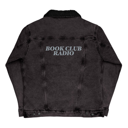 Denim Sherpa Jacket with Embroidered Book Club Logo